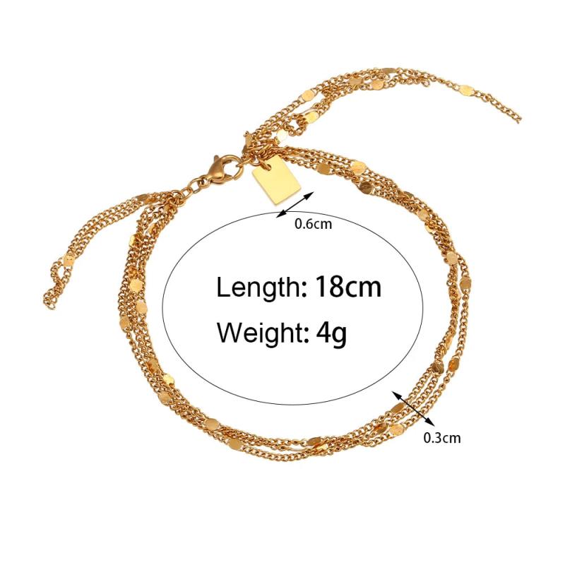 PVD Coated Sequins Charm Chain Bracelet Stainless Steel Hand Bangle