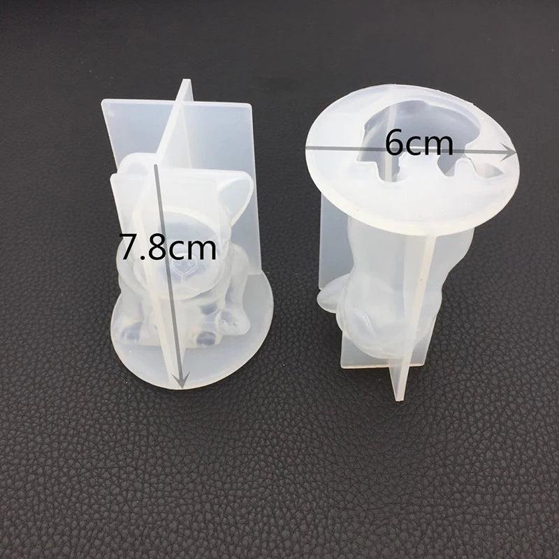 1PCS Crystal Epoxy Resin Molds 3D French Bulldog Silicone UV Resin Mould