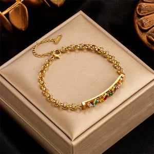 Colorful Zircon Charm Bracelet for Women Girls Party Wedding