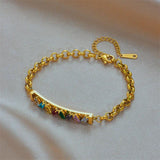Colorful Zircon Charm Bracelet for Women Girls Party Wedding