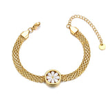 316L Stainless Steel Flower Charm Bracelet for Women 18K Plated Chain Jewelry
