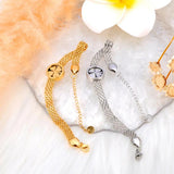 316L Stainless Steel Flower Charm Bracelet for Women 18K Plated Chain Jewelry