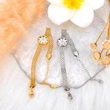 316L Stainless Steel Flower Charm Bracelet for Women 18K Plated Chain Jewelry