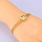 316L Stainless Steel Flower Charm Bracelet for Women 18K Plated Chain Jewelry
