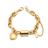 Heart Charm Bracelet Bangle, Stainless Steel, Women's Statement Jewel
