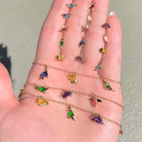 Multicolor Crystal Animal Charm Bracelet Zirconia Dinosaur Pendant