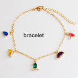 Multicolor Crystal Animal Charm Bracelet Zirconia Dinosaur Pendant