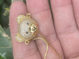 Micro Pave CZ Teddy Bear Charm Bracelet for Women