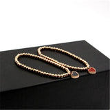 Stainless Steel Heart Charm Beaded Bracelet Set