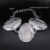 Virgin Mary Pendant Bracelets Stainless Steel Catholic Our Lady Medals Charm
