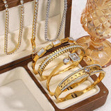 Multicolor Rhinestone CZ Stainless Steel Bangle Bracelet