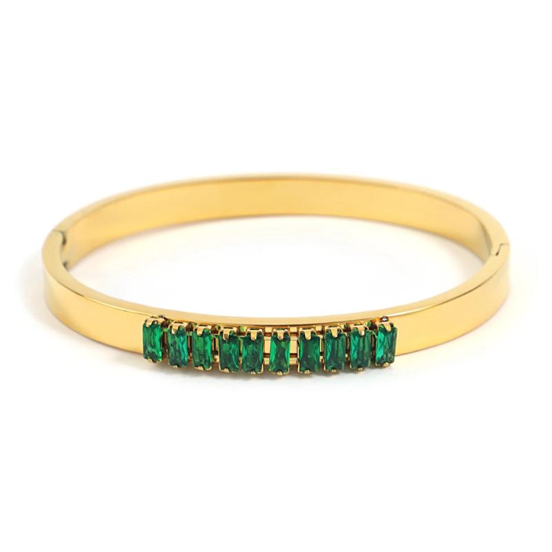 Vintage Green Crystal Zircon Bracelet for Women Statement Charm Rhinestone