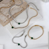 Vintage Green Crystal Zircon Bracelet for Women Statement Charm Rhinestone
