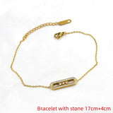 CZ Crystals Link Chain Couple Bracelets Stainless Steel Sliding Women Men