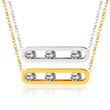 CZ Crystals Link Chain Couple Bracelets Stainless Steel Sliding Women Men