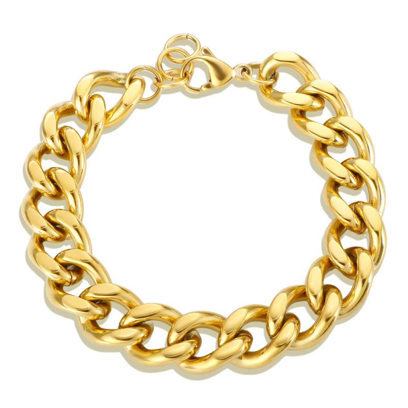 Dubai Cuban Thick Stainless Steel Chain Bracelet Watch Band 18K PVD Plated