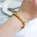 Dubai Cuban Thick Stainless Steel Chain Bracelet Watch Band 18K PVD Plated