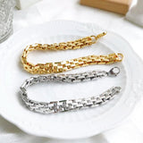 Dubai Cuban Thick Stainless Steel Chain Bracelet Watch Band 18K PVD Plated