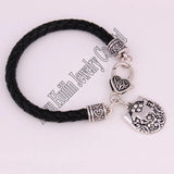 Crystal Horse Charm Bracelet Rope Chain Antique Silver Plated Zinc