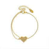 Chunky Beaded Small Heart Bracelet for Women Mixed Dotted Link Boho Lover Bangle