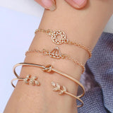 Bohemia Leaf Knot Hand Cuff Link Chain Charm Bracelet Bangle