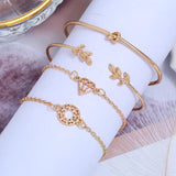 Bohemia Leaf Knot Hand Cuff Link Chain Charm Bracelet Bangle