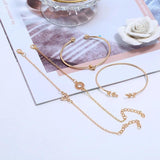 Bohemia Leaf Knot Hand Cuff Link Chain Charm Bracelet Bangle
