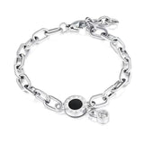 Punk Style Roman Numerals Stainless Steel Bracelet for Women