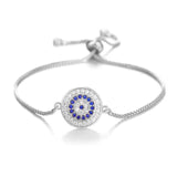 Evil Eye Bracelet Zircon Micro Pave Charm Adjustable Chain Bangle