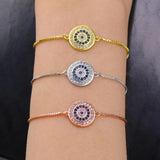Evil Eye Bracelet Zircon Micro Pave Charm Adjustable Chain Bangle