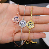 Evil Eye Bracelet Zircon Micro Pave Charm Adjustable Chain Bangle