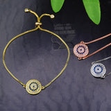 Evil Eye Bracelet Zircon Micro Pave Charm Adjustable Chain Bangle