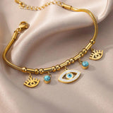 Opal Stone Evil Eye Pendant Bracelet for Women Charm Stainless Steel Bracelets