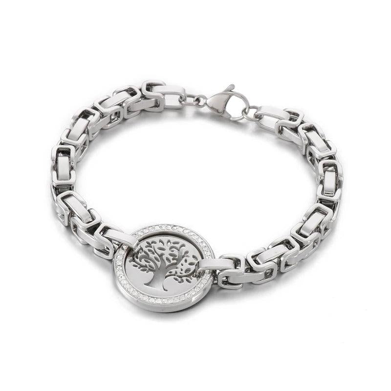 Stainless Steel Tree Of Life Chain Charm Bracelet for Women