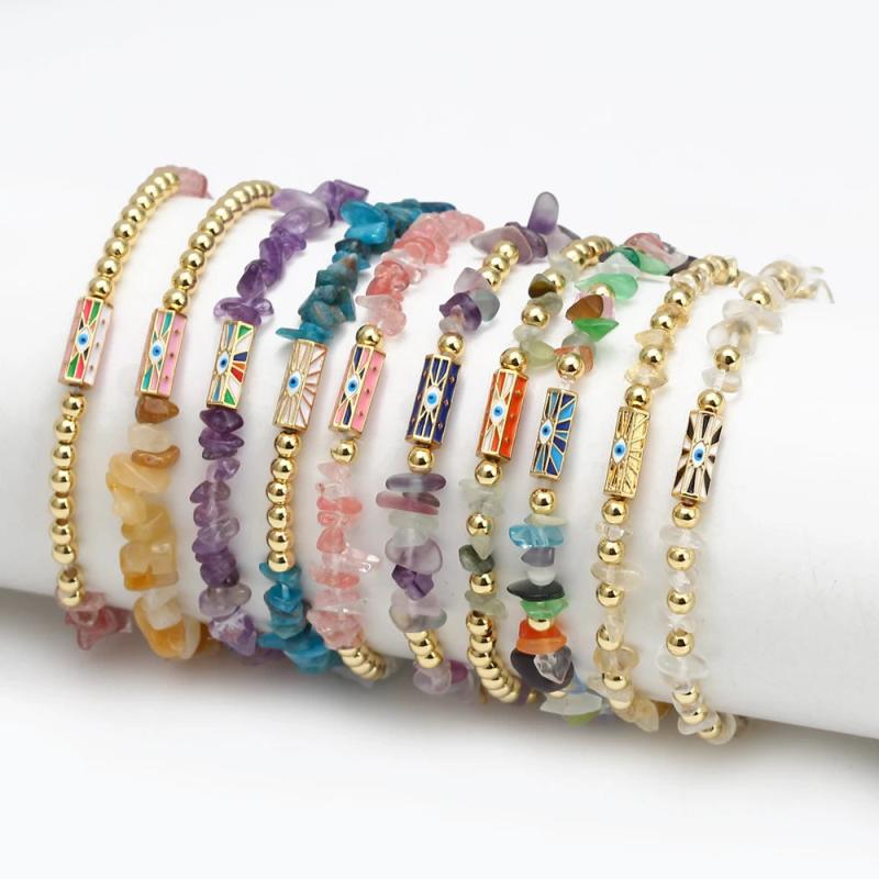 Irregular Crushed Stone Copper Bead Bracelet For Women Girls Boho Jewelry