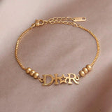 Stainless Steel Star Bracelet with Letter D Charm