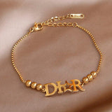 Stainless Steel Star Bracelet with Letter D Charm