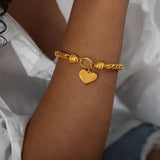 316L Stainless Steel Bracelet Heart Pendant Charm Bracelet