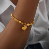 316L Stainless Steel Bracelet Heart Pendant Charm Bracelet