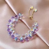 Summer Braided Crystal Charm Bracelet for Women Adjustable Cuff Bracelet