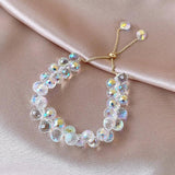 Summer Braided Crystal Charm Bracelet for Women Adjustable Cuff Bracelet