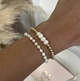 18K Plated Beaded Bracelets for Women Charm Link Chain Statement Bracelets