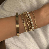 Boho Punk Cuban Chain Bracelet Set Snake Link Charm Bangles Couples Jewelry