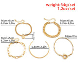 Boho Punk Cuban Chain Bracelet Set Snake Link Charm Bangles Couples Jewelry