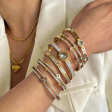 Zircon Stainless Steel Bracelets Bangle for Women Jewelry