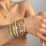 Zircon Stainless Steel Bracelets Bangle for Women Jewelry