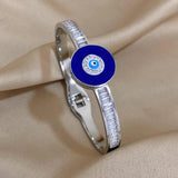Boho Evil Eye Stainless Steel Bangle Bracelet Women Zircon Fashion Jewelry
