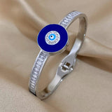 Boho Evil Eye Stainless Steel Bangle Bracelet Women Zircon Fashion Jewelry