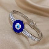 Boho Evil Eye Stainless Steel Bangle Bracelet Women Zircon Fashion Jewelry
