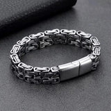Hip Hop 316L Stainless Steel Double Byzantine Chain Bracelet for Men Women